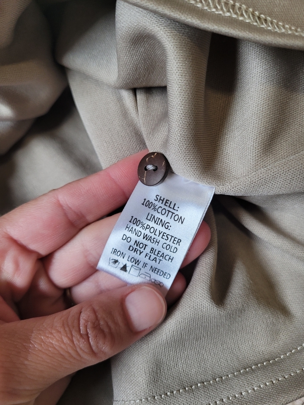 Neutral Beige Cotton Shell Mini Dress- Lined Womens Size Medium - Picture 5 of 7